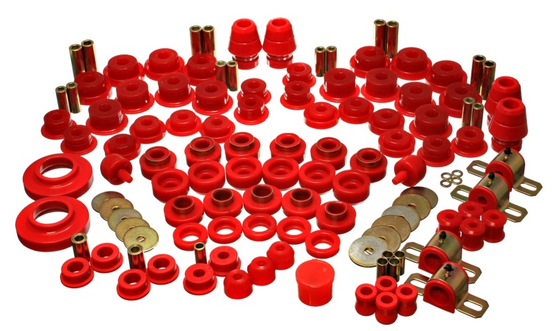 Jeep Wrangler Suspension Bushing Kit - Front + Rear - Energy Suspension - Hyper-Flex Master Bushing Set - Red - `07-`11
